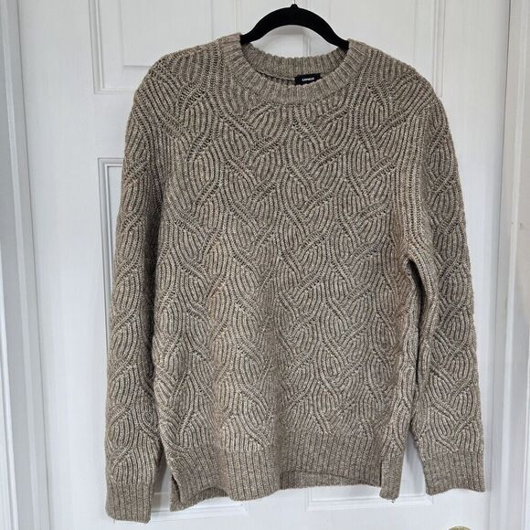 Express Other - Express Unisex Wool Blend Cable Knit Sweater,Size S- oversized